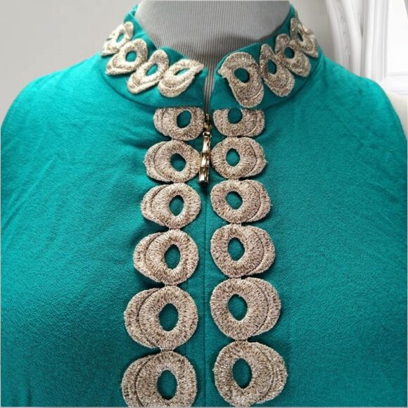 Lilly Pulitzer Jane Mini Dress Size 10 Zip Front Green Rayon Retro 60s - Picture 8 of 12